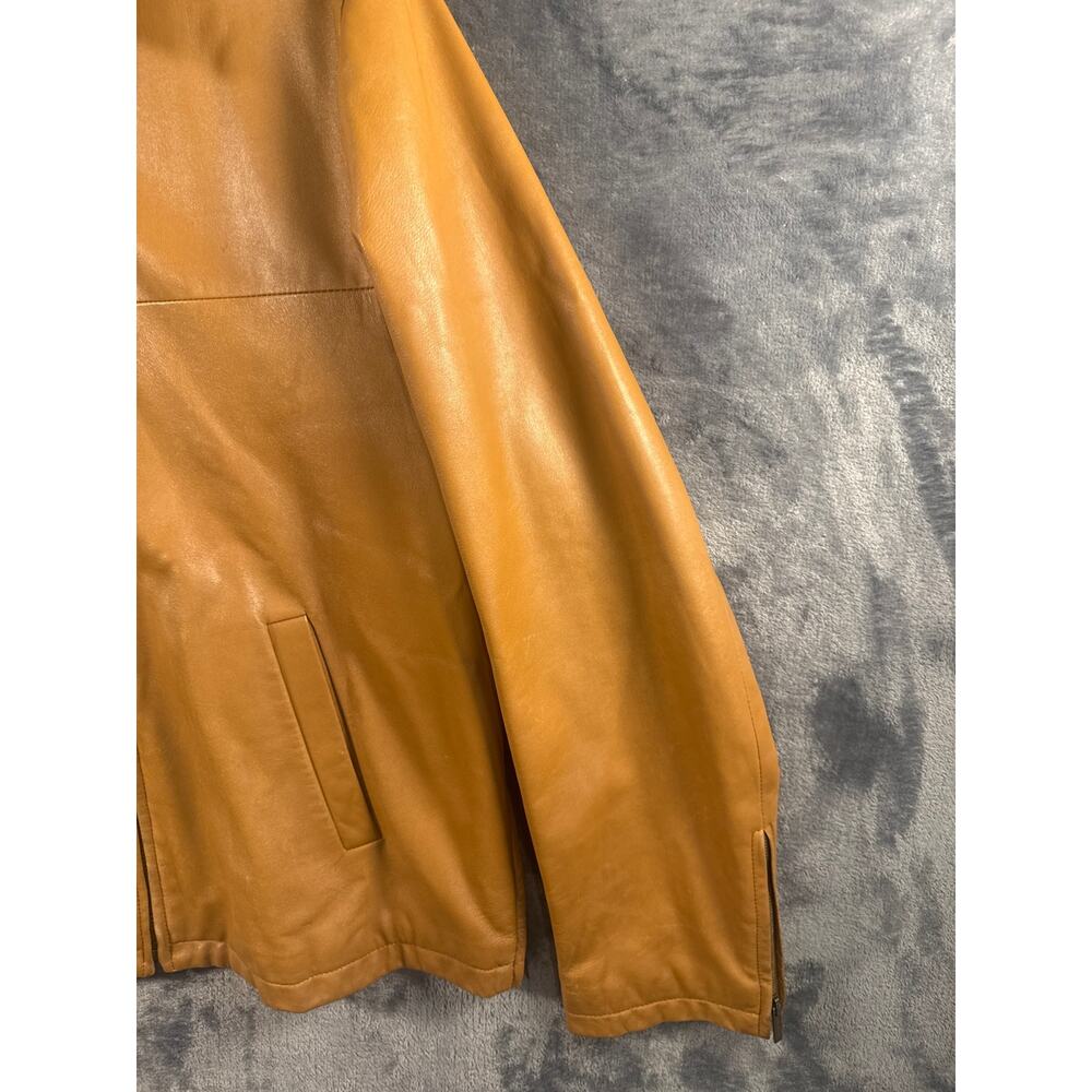 Designer x Burberry London x VTG Y2K Tan Leather Bomber Jacket Men’s EU 52/US L - Picture 12 of 16